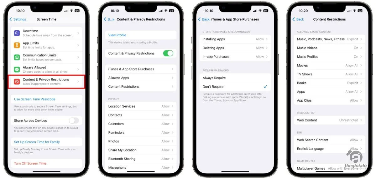 Thiết lập kiểm soát của phụ huynh trên iOS và iPadOS