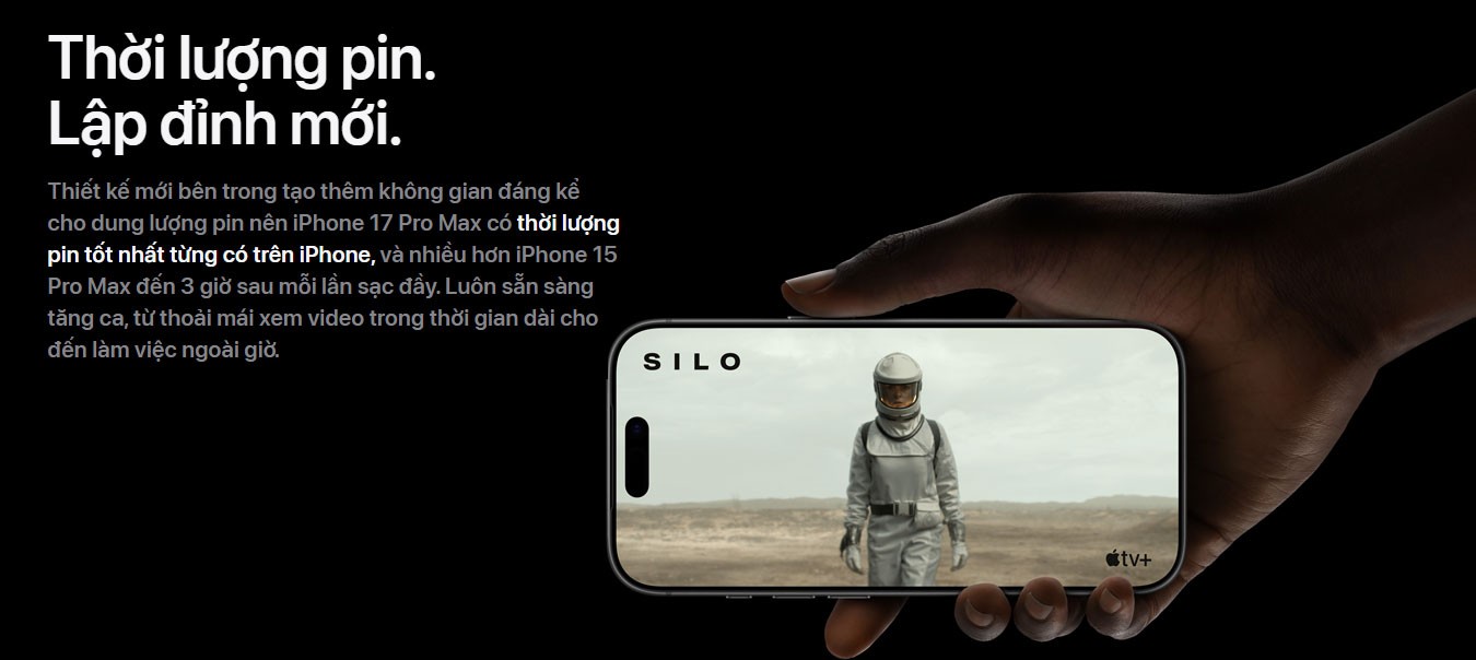 Pin iPhone 17 Pro, 17 Pro Max Pin iPhone 17 Pro, Pro Max
